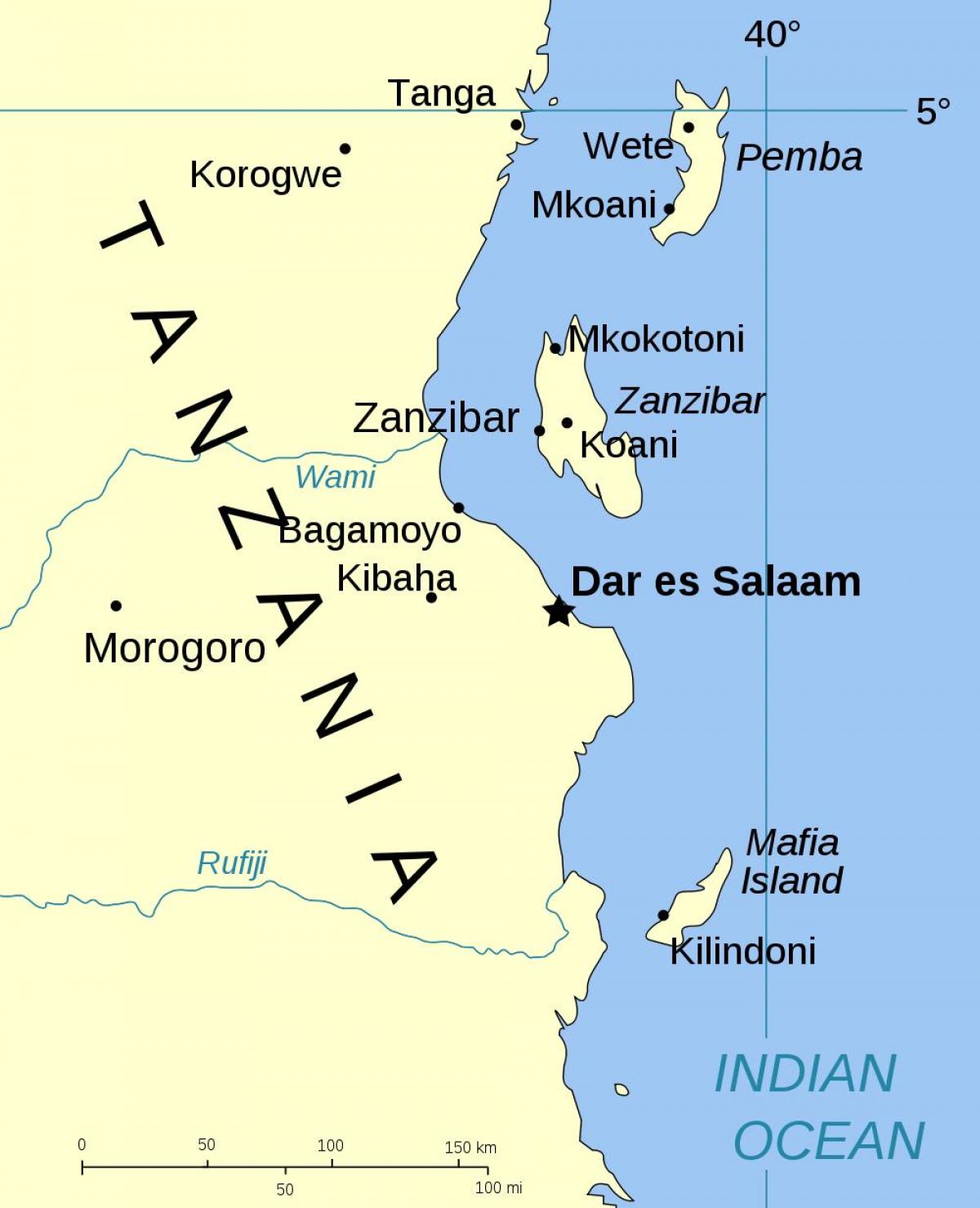 tanzânia, ilhas mapa