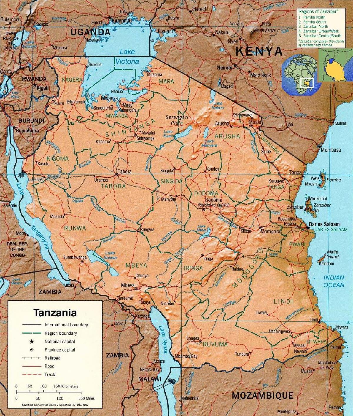 tanzânia mapa geográfico