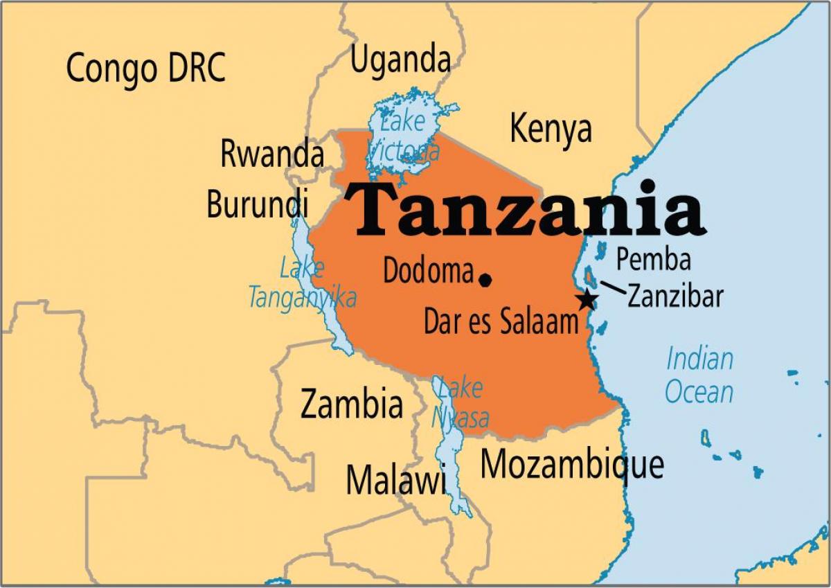 Mapa de dar es salaam, tanzânia