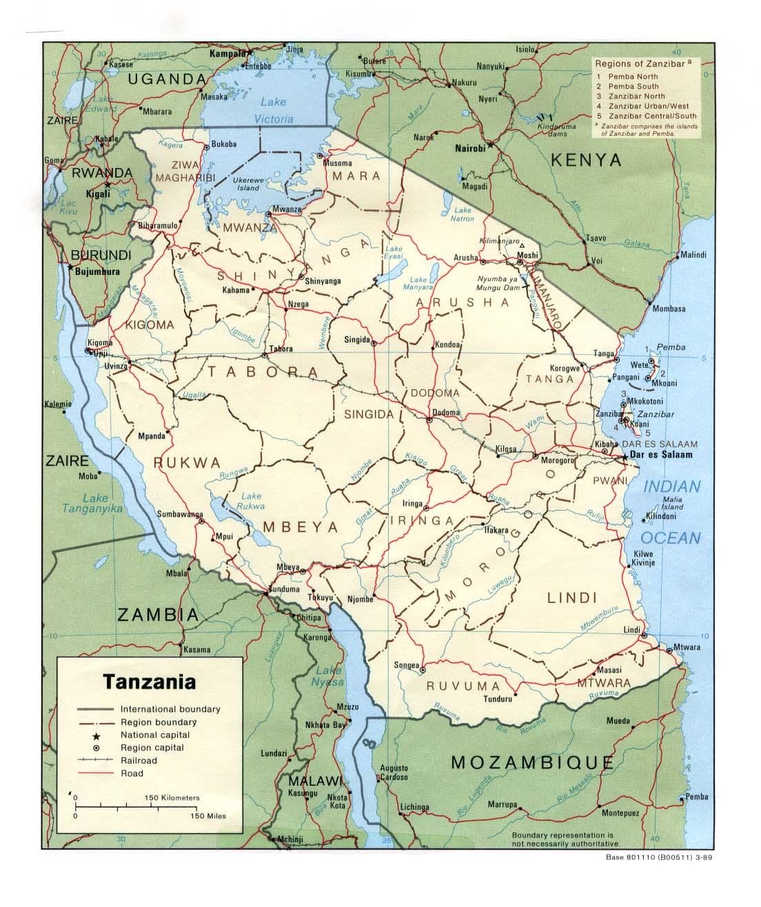 Mapa de locais históricos na tanzânia