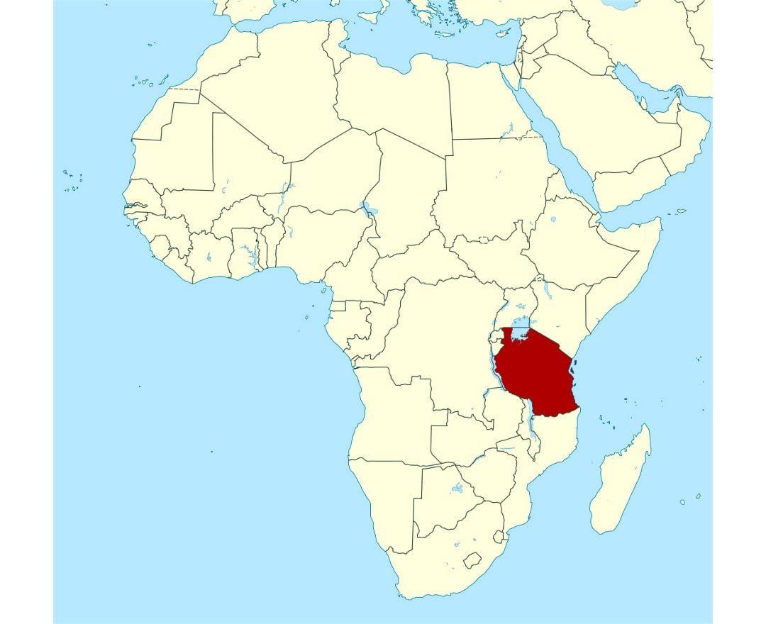 Mapa de localização da tanzânia no mundo 