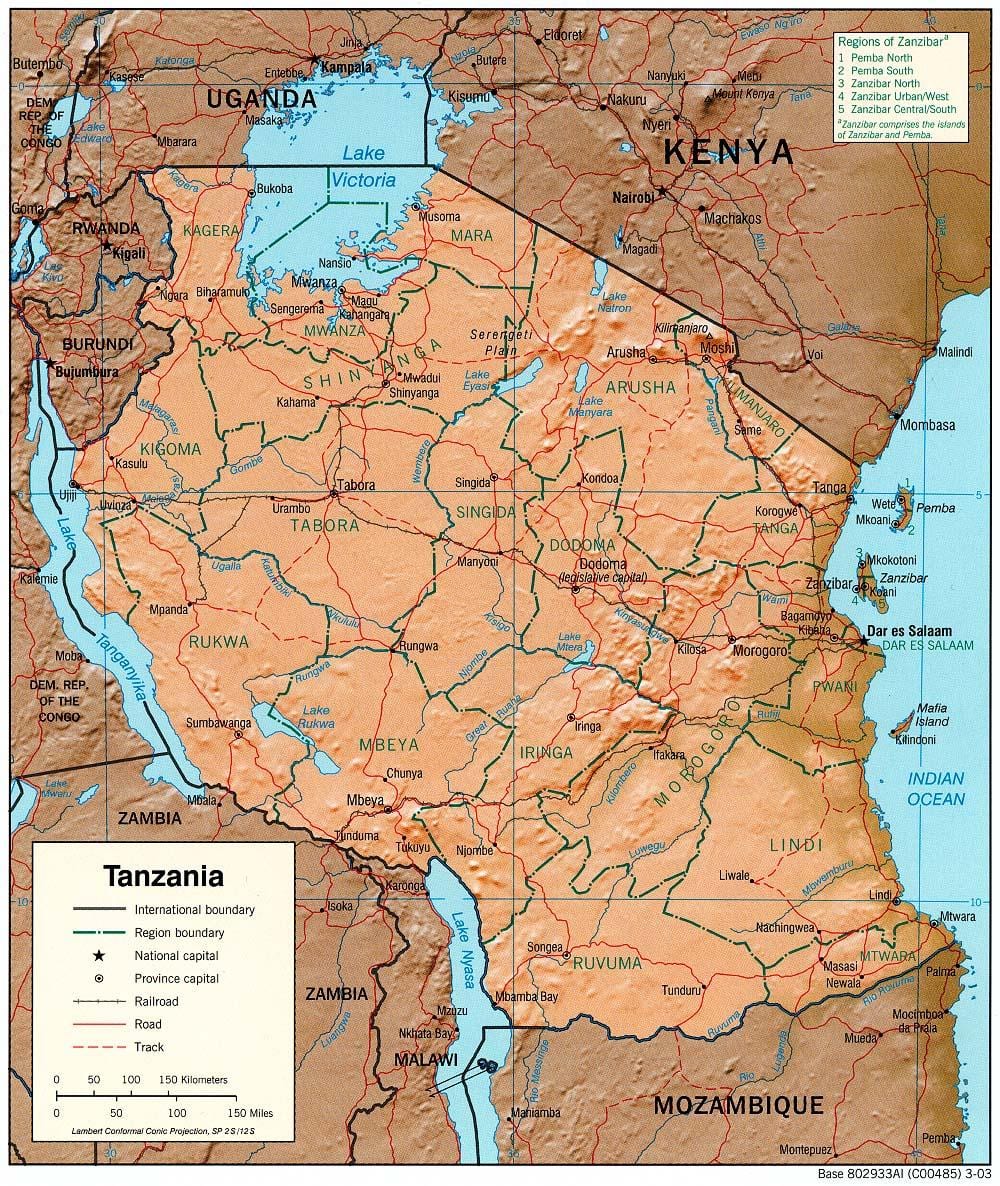 mapa da tanzânia, mostrando o histórico de sites