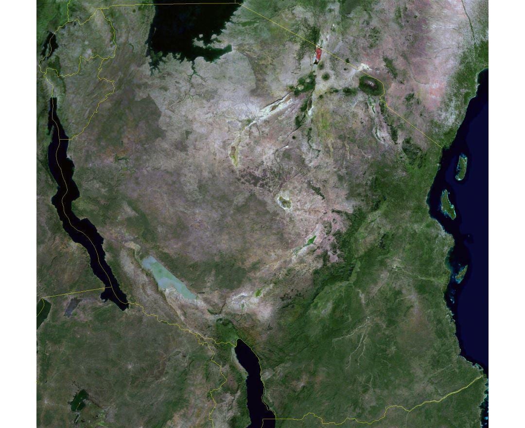 Mapa de satélite tanzânia