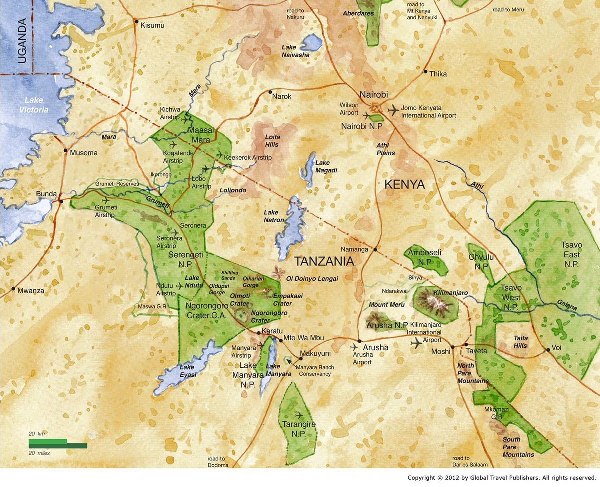 Mapa do norte da tanzânia