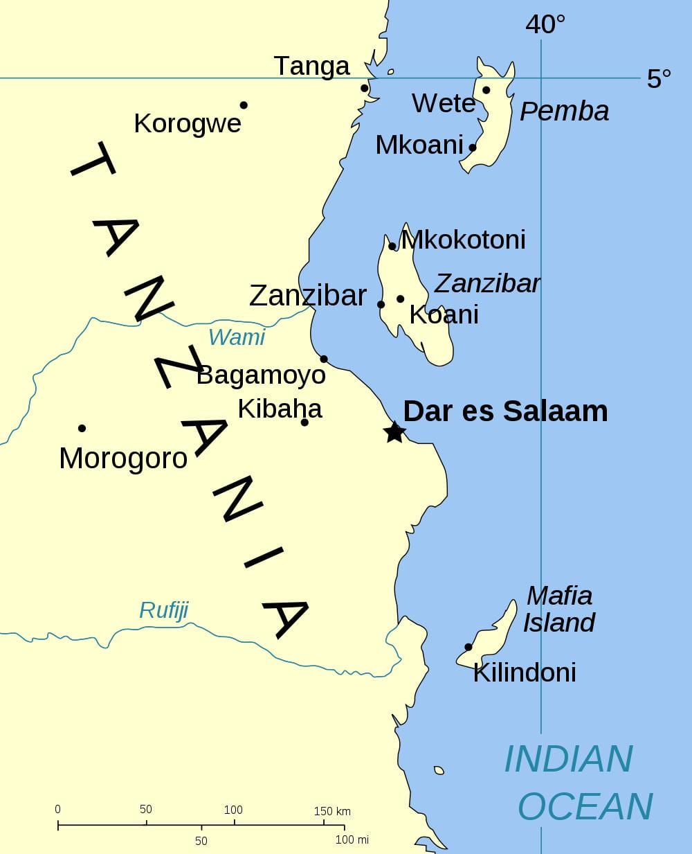 tanzânia, ilhas mapa