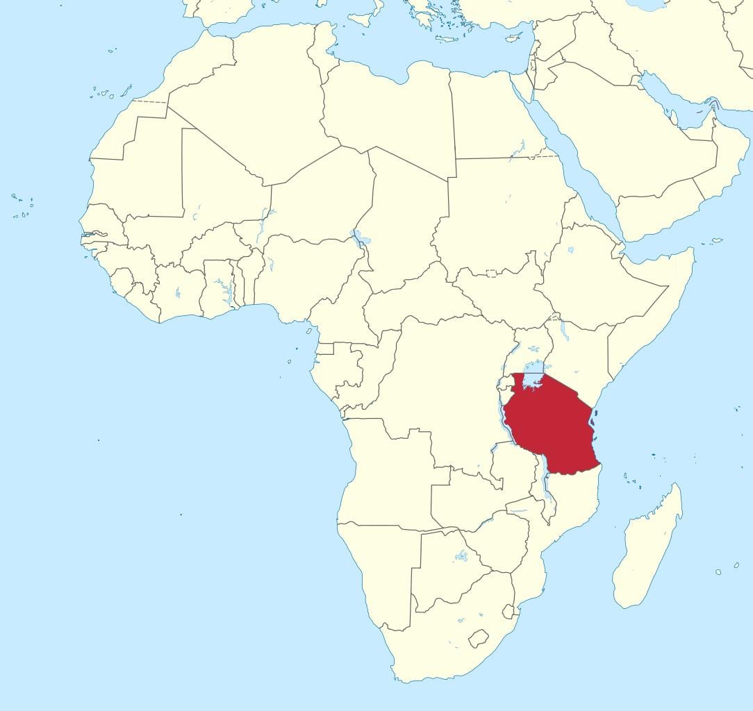tanzânia no mapa da áfrica