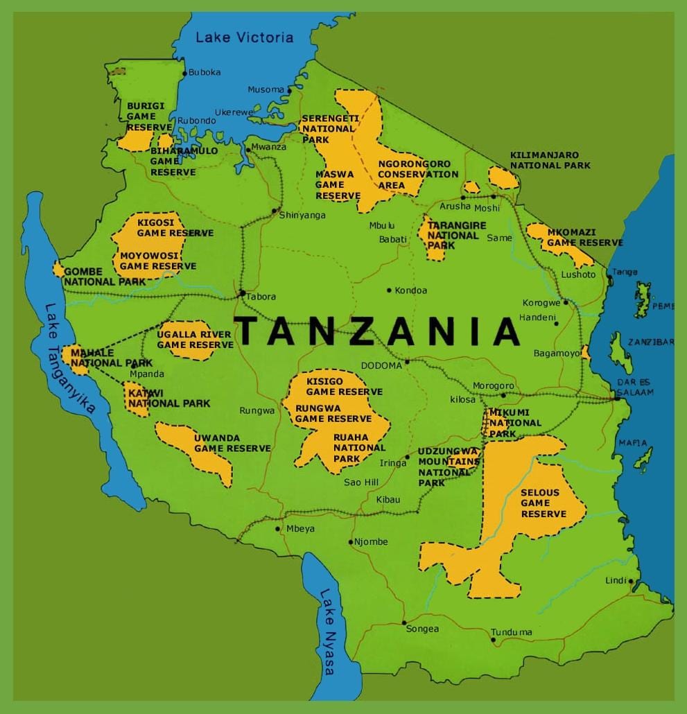 um mapa da tanzânia