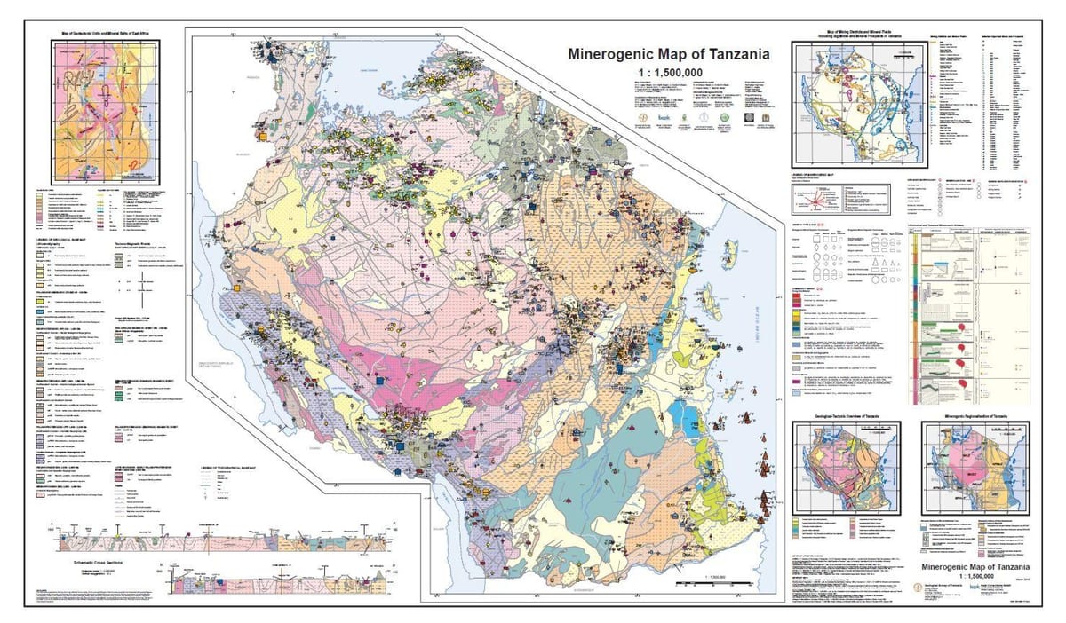geologia e minerais mapa da tanzânia