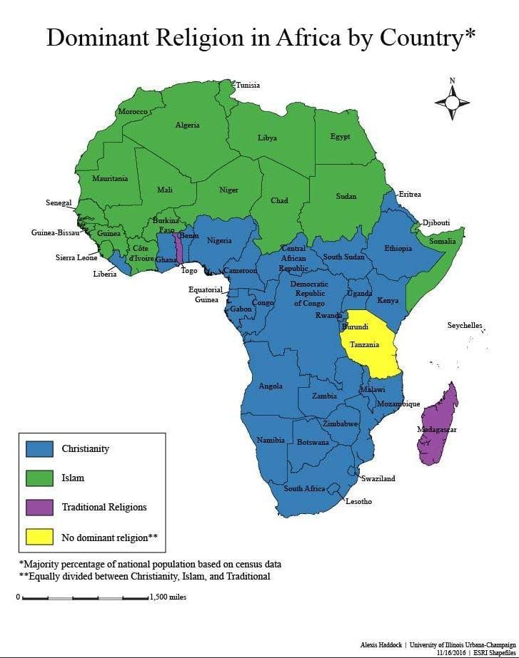 Mapa da tanzânia religião