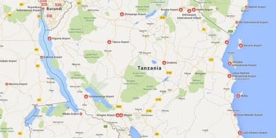Mapa da tanzânia aeroportos 