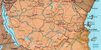 Tanzânia mapa geográfico