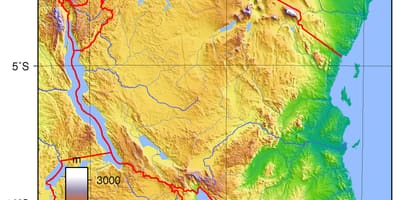 Tanzânia mapa topográfico