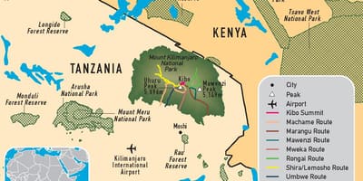 Mapa do kilimanjaro na tanzânia