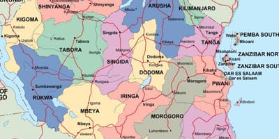 Mapa da tanzânia político