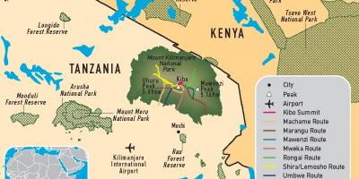 Mapa do kilimanjaro na tanzânia